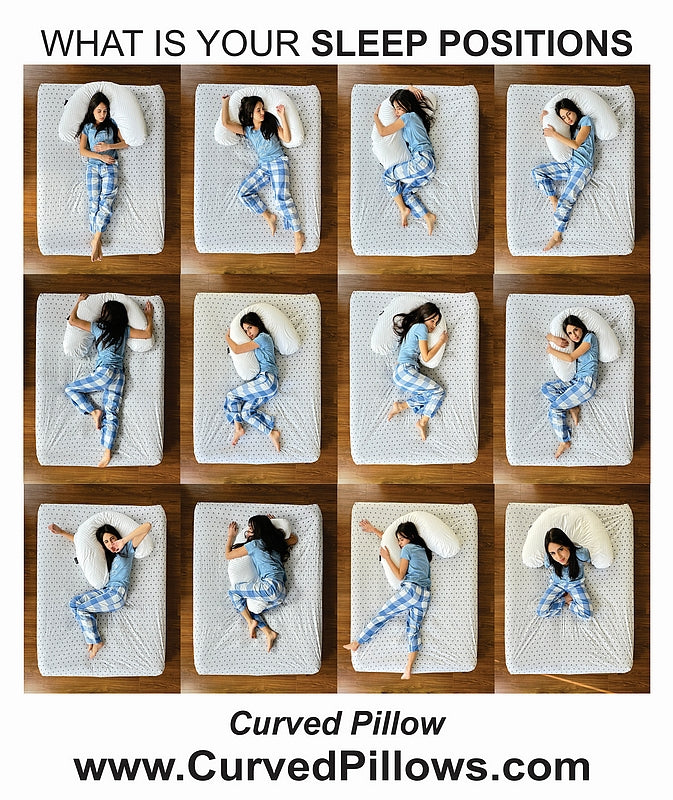 “Illustration: Various Female Sleep Positions Supported by Curved Pillows”